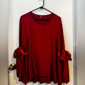 Vince Camuto Red Top with Bow Statement Sleeves XL